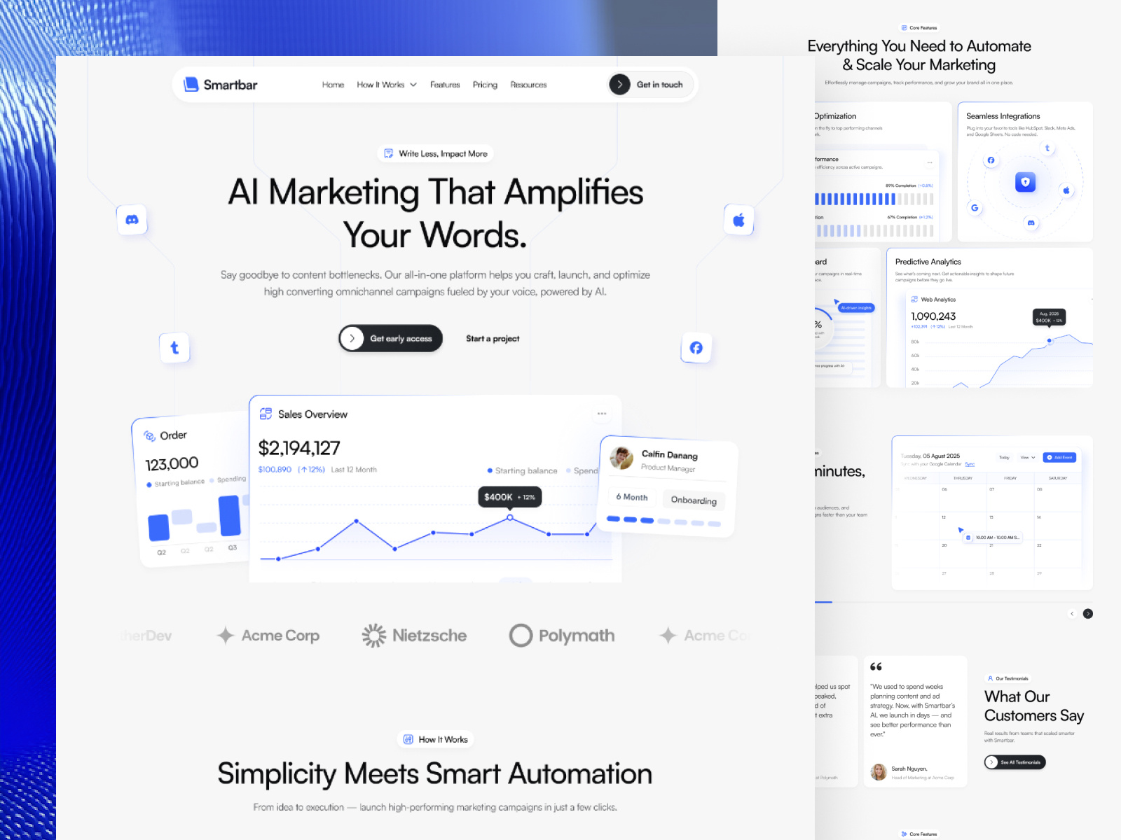 🚀 AI Marketing Website - Smartbar artifacial cart dashboard design figma landing page marketing marketing tools markting ai mining saas ui uiux web design webdesign