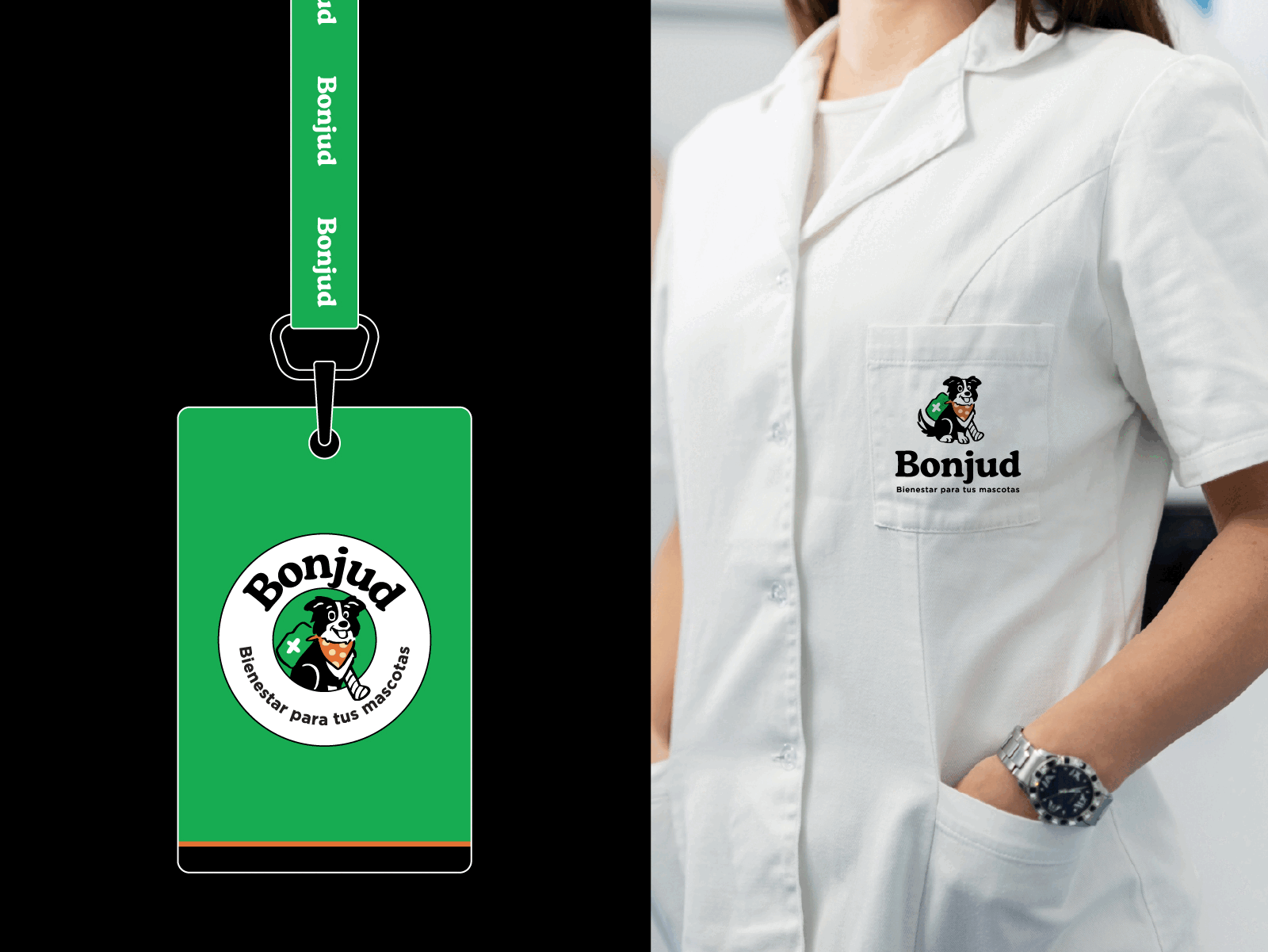 Bonjud Orthopedic Pet: Brand Application brand application brand collateral brand consistency brand design brand identity character design corporate branding graphic design logo design mascot mascot design packaging design pet brand pet packaging pet wellness sustainable packaging uniform design veterinary care visual identity