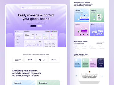 Mynt – SaaS Fintech Landing Page b2b payment dashboard design design design inspiration finance app fintech design fintech landing page fintech startups global payments homepage landing page design saas design saas landing page saas platforms saas ui ui user interface ux design uxui design web design