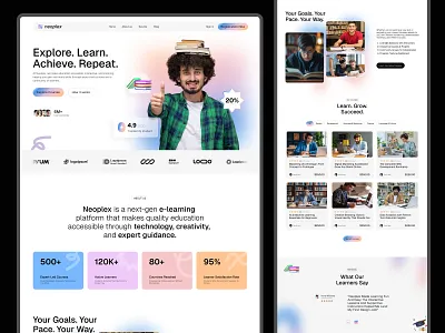 Neoplex - E-learning Website Design course e learning plartfrom e learning website education website landing page learning platform modern design neoplex website student platform ui uiux design website
