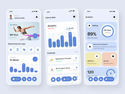Health & Fitness App Design fitness app fitness club fitness tracker habit tracker app health app health tracker healthapp healthcare app medical app medical health profile design tracker mobile app workout plan