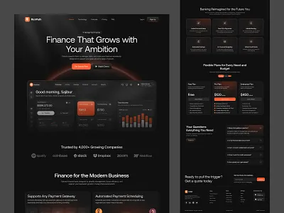 Finance SaaS Landing Page bank banking website crypto dashboard finance finance website fintech fintech landing page landing page modern design platform saas saas design saas landing page saas product saas website ui ux web design website