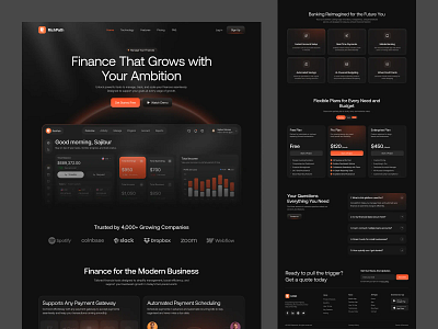 Finance SaaS Landing Page bank banking website crypto dashboard finance finance website fintech fintech landing page landing page modern design platform saas saas design saas landing page saas product saas website ui ux web design website