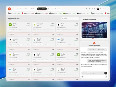 AI Investments Planner ai analytics ai investment ai investment dashboard dashboard design financial planning investment investment dashboard market research predictive analytics web web design website