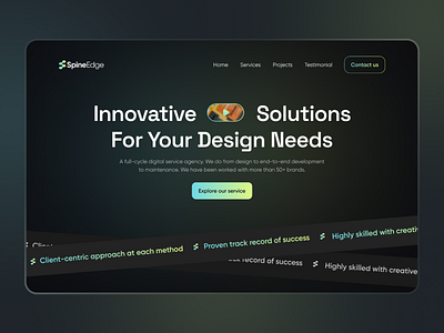 Digital Agency Hero Section – Innovative Solutions agency website b2b design clean design corporate website creative agency dark mode ui development service figma design funnel design hero section ui landing page design lead generation modern website product design saas website service agency ui ux design user interface ux design web design