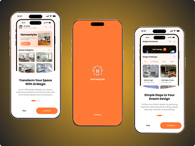 Interior Mobile App Design-Onboarding UI app design app interaction app screen design furniture store home decor interior app interior design interior mobile design mobile onboarding mobile screen mobile ui onboarding onboarding design onboarding users product design splash splash screen travel onboarding welcome welcome screen