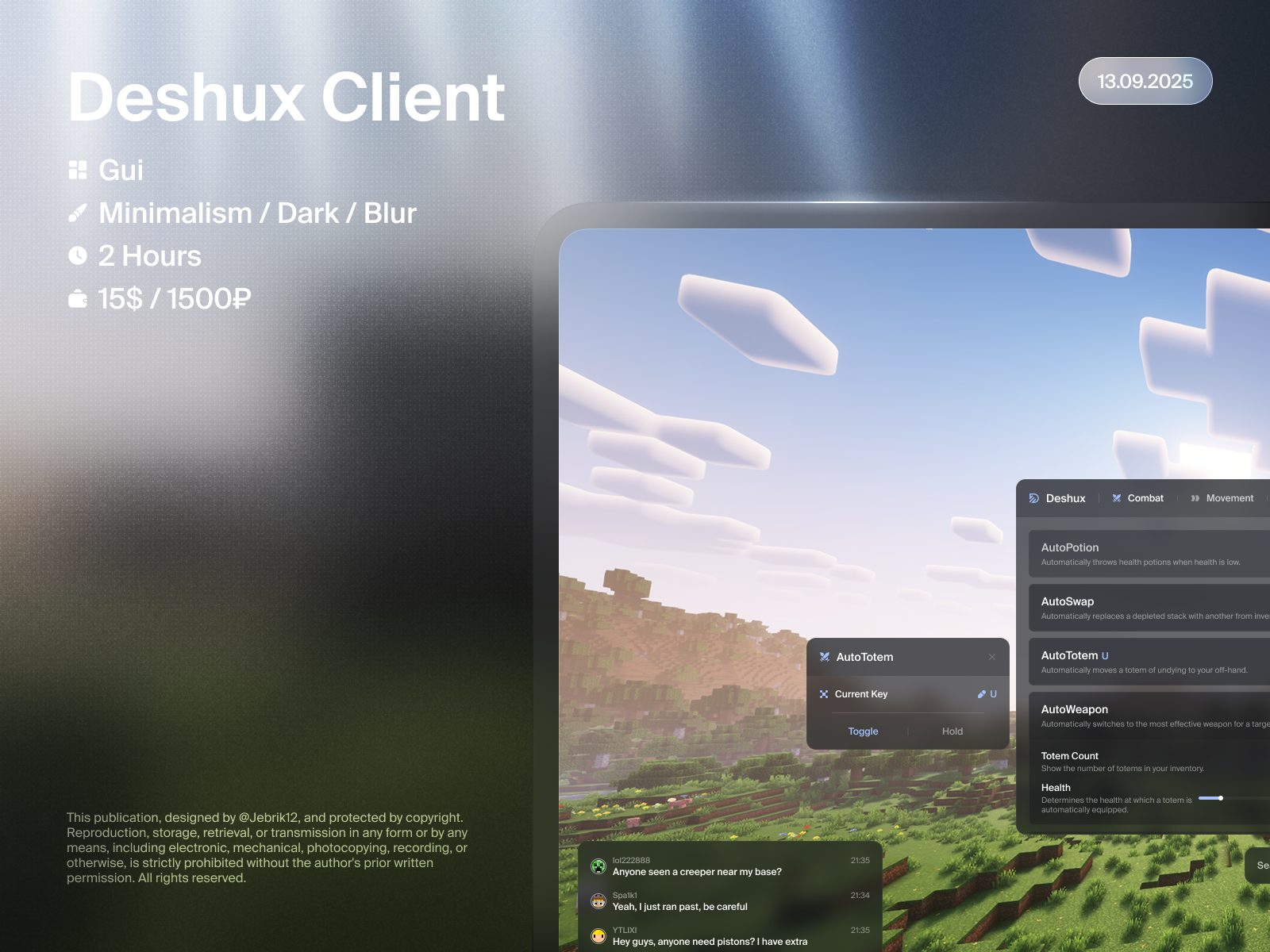 Deshux Client cheat game gui hack minecraft ui uiux uix ux