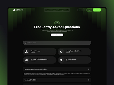 Trading Landing Page | FAQ crypto crypto trading cryptocurrency faq fintech prop trading trading trading landing page trading ui ui design ux design web design