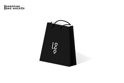 Black Shopping Bag Realistic Mockup fabric fashion handle isolated
