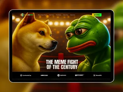 DOGE vs PEPE — The Ultimate Meme Fight of the Century crypto meme dogememe dogevspepe landing page meme coin meme landing page memecoin memefight web3design