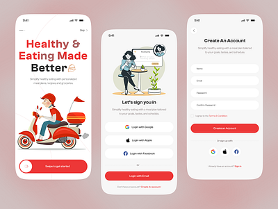 Meal planner- Food Delivery Mobile app 2025 design trend app app interface branding create a account create an account food delivery food delivery app food delivery mobile app ios lets sign you in login mobile mobile app restaurant delivery ui design signup splash screen ui ux