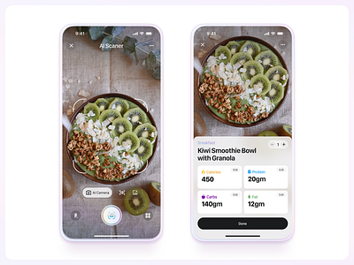 Nutrition App 3d ai app ai scanner animation branding calorie tracking diet tracking mobile app design nutrition nutrition app product design ui ux
