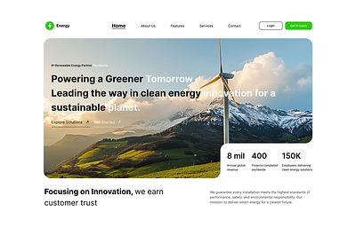 Energy Landing Page battery branding enegery landing page solar ui ux web