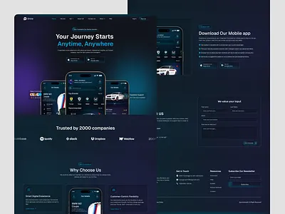 Car Rental App Landing Page UI/UX car car booking car rental car rental landing page clean interface designveli figma design landing page minimal design modern design product design rent rent app saas ui design ux design visual design web app design web interface website