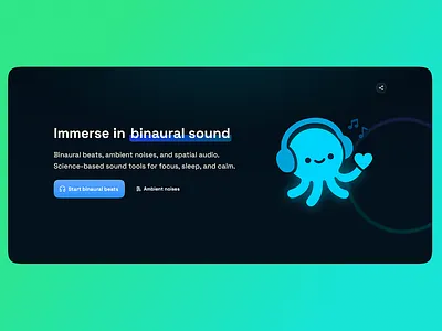 Binauro Hero CTA Section brand branding call to action crisp cta dark ui flat glow hero section illustration logo svg ui