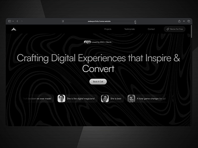 Zedex - Personal Portfolio Framer Website black digital portfolio figma framer framer template framer website portfolio website services services website template ui uiux web design website