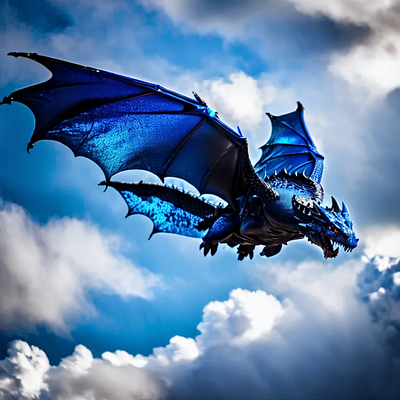 Epic Irridescent Fierce Blue Dragon blue dragon dragon art dragon digital art dragon flying dragon illustration dragon in sky
