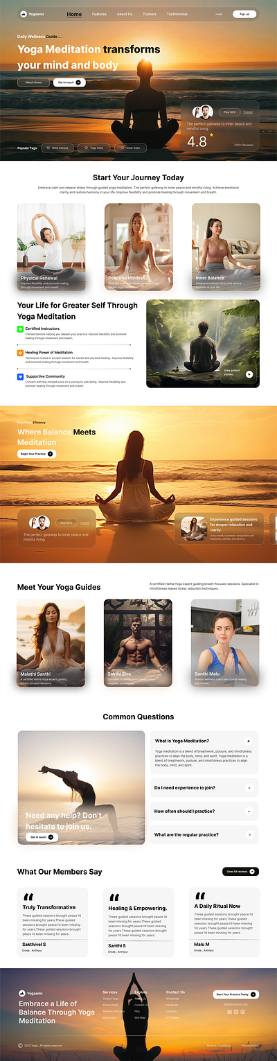 Yogaanic Landing page branding landing page meditation research ui ux web yoga