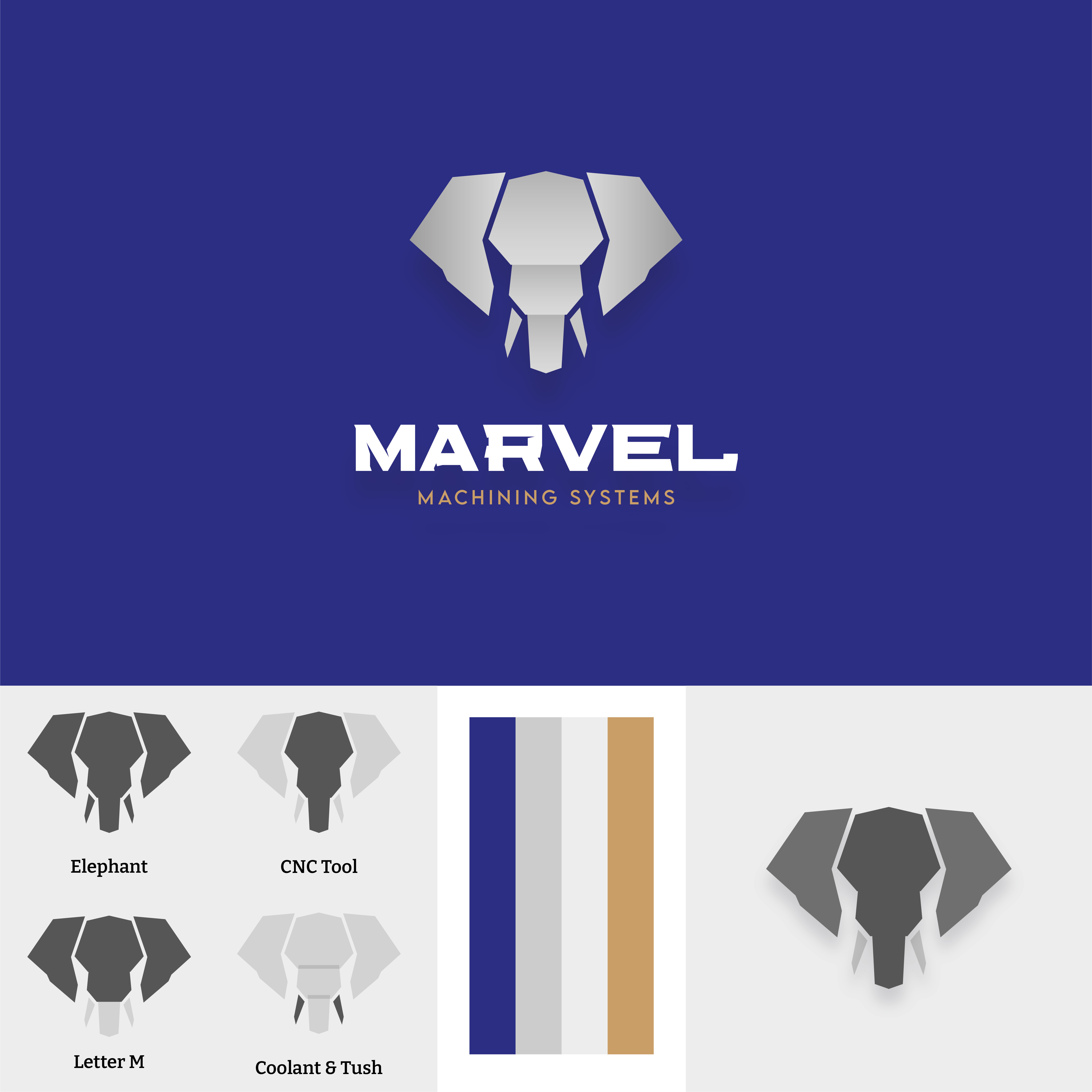 Marvel Machining Systems – Logo Design branding elephant logo graphic design identity design industrial logo logo
