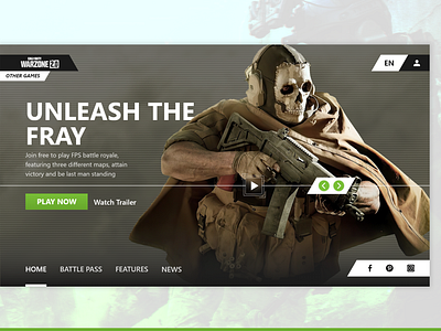 Call of Duty Warzone 2.0 Website Hero Section Design call of duty ui design web design
