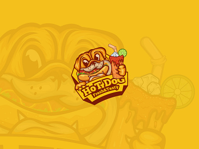 Hotdog Mascot logo animal branding cartoon character design dog fast food graphic design hotdog illustration illustrator junk food logo mascot pizza restaurant typography ui ux vector