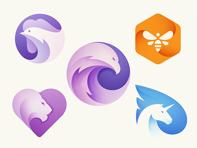 Gradient Animal Logo animal bee branding eagle eagle logo gradient gradient logo lion logo branding logo design logo designer modern logo rooster simple logo smart logo vector logo