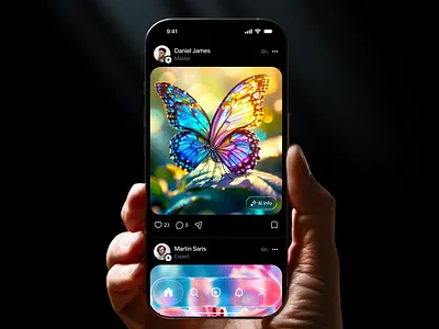 AI Social Media App - UI/UX Design ai ai app ai platform creative platform explore feed mobile modern design post premium design product design profile social app social media social media app social media platform