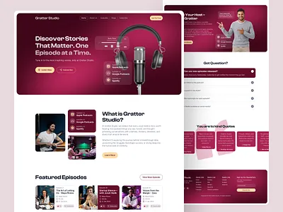 Podcast Website Design freelance designer podcast app podcast design exploration podcast landing page podcast mobile app podcast stodio podcast website design podcasts platform ui podcasts web app ui uiux design web design webflow website designer