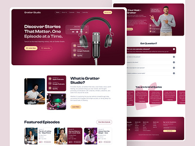 Podcast Website Design freelance designer podcast app podcast design exploration podcast landing page podcast mobile app podcast stodio podcast website design podcasts platform ui podcasts web app ui uiux design web design webflow website designer