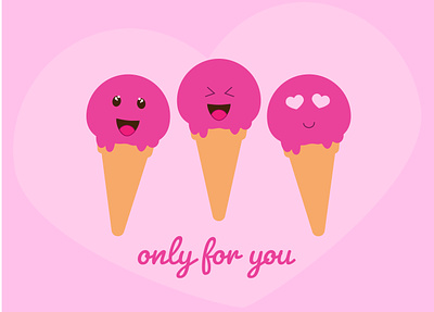 Only For you design drawing graphic design ice cream illustration logo typography valentine vector