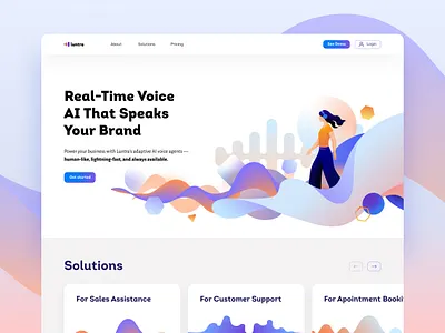 Luntra - AI voice agent landing ai voice agents branding graphic design ladning page ui landing page landing page design logo sounds ui user interface design webdesign website