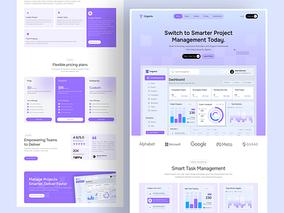 Project Management SaaS Landing Page/ Website Design clean collaboration landing page management modern platform project management landing page project management saas service task management task tracking uiux website website design workflow workspace