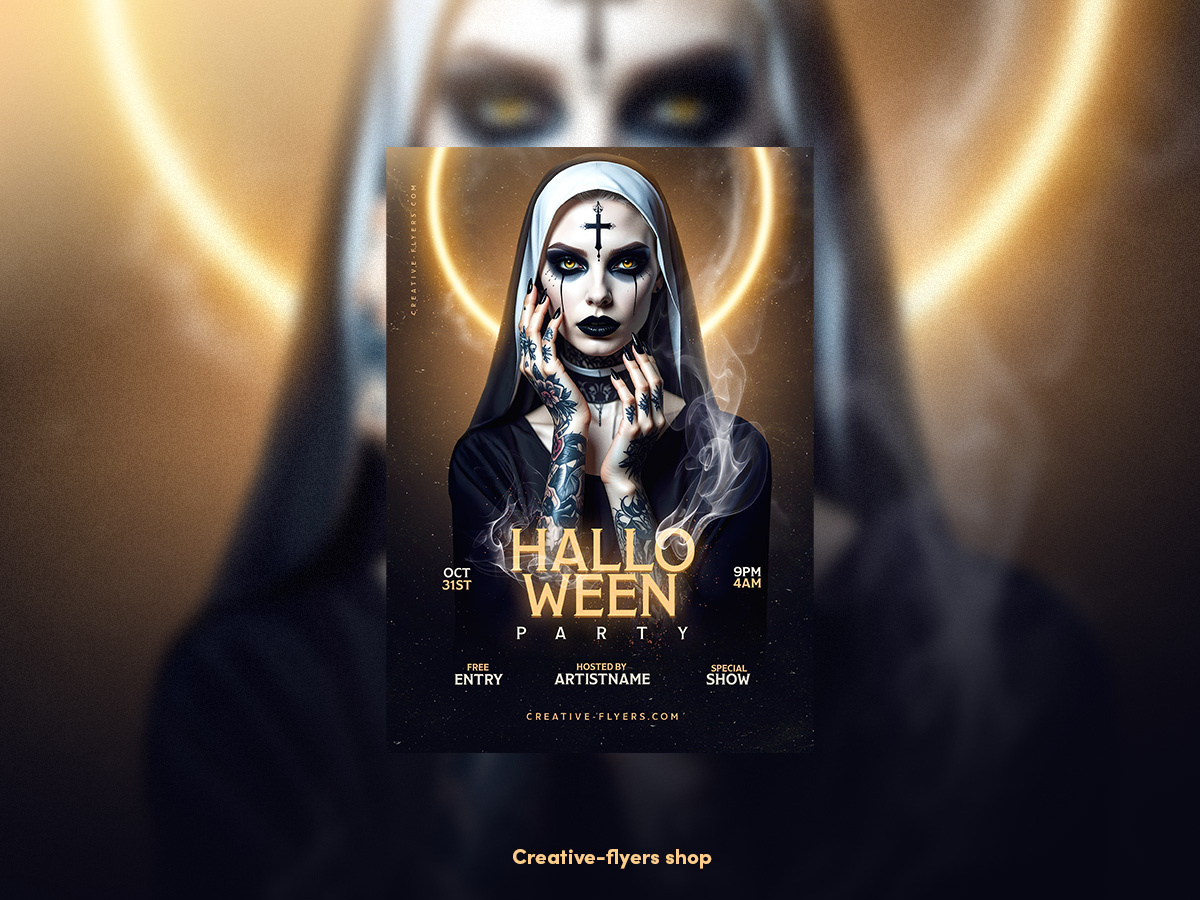 Dark Divine Halloween Poster advertising affiche club creative design flyer templates graphic design halloween horror illustration movie poster movies party flyer photoshop poster psd flyer