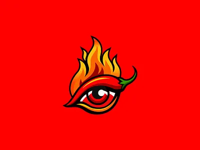 Burning Eye Chili Pepper Logo bar brand design chili chili pepper logo creative farm fiery logo design fire flame food gourmet chilli hot sauce brand logo mascot modern red eye restaurant restaurant logo restaurant logo design spicy logo