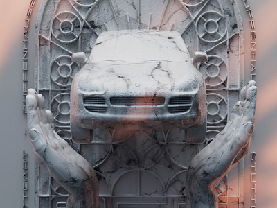 Cayenne 955 3dart c4d cayenne cinema4d design graphic design illustration marble maxon porsche porsche art porsche design poster poster art poster design redshift