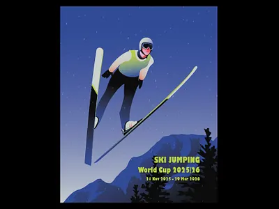 Minimalist poster design for the Ski Jumping World Cup adobe illustrator design editorial fis world cup flat graphic design illus illustration jump jumping minimal poster ski ski jumping sport vector winter world cup