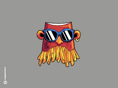 Mr. Frenchfries bold character clean design fnb food french fries funky funny glasses illustration potato street t shirt t shirtdesign tattoo vector vibrant