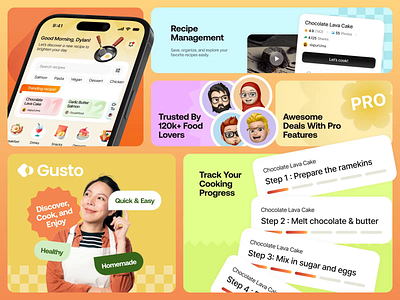 Gusto - Cook recipe app animation app breakfast chef cook cooking dinner fun hidaytama jitter mobile app recipe recipes