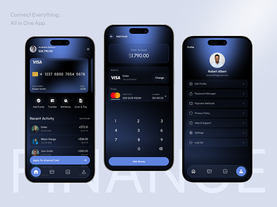 Finance Management Mobile App add funds app app design bank digital wallet finance finance app fintech management mobile app mobile application modern money saas ui ux wallet