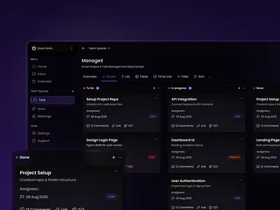 Smart Task Management Dashboard (Dark UI)