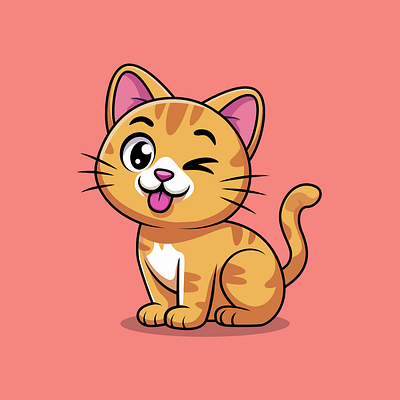 Adorable cartoon tabby cat animal cartoon cat cute domestic feline funny illustration kitten mammal pet tabby