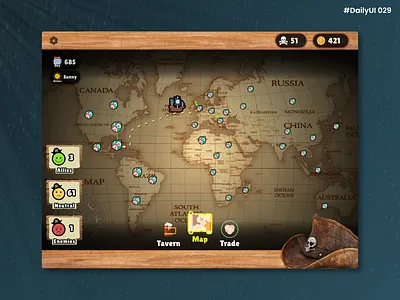 Daily UI #029 - Map branding daily daily 100 challenge daily ui daily ui 029 dailyui design domination game graphic design illustration map pirate ship tavern trade ui ux videogame world map