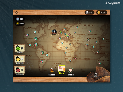 Daily UI #029 - Map branding daily daily 100 challenge daily ui daily ui 029 dailyui design domination game graphic design illustration map pirate ship tavern trade ui ux videogame world map