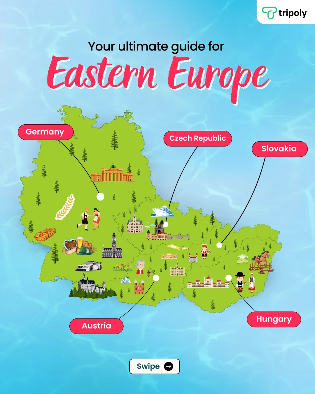 Eastern Europe Travel Carousal Post branding design graphic design illustration marketing print vector visual