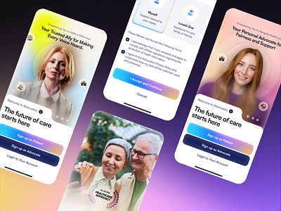 Patient Insurance Advocate Hiring App — Real Client UX/UI Design advocacy advocate app application consulation design gradient healthcare interface ios minimal mobile modern onboarding popular trending ui ux walkthrough