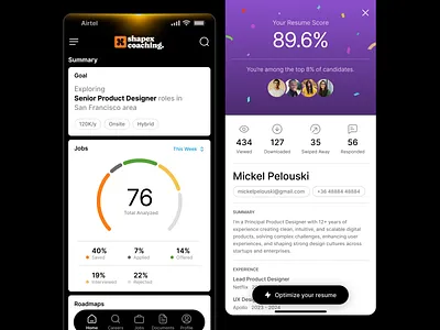 Job Search & Resume Builder App ai cards career charts confetti job app job portal job post job search resume builder widgets