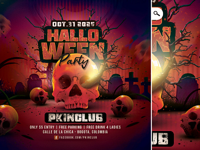 Halloween Party Flyer club deadman event flyer night party themed