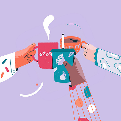 Cheers! For the coffee lovers app branding design graphic design illustration logo typography ui ux vector