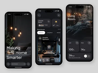 Smart Home Mobile App UI clean ui home automation home control app home management app home services app minimal design mobile ui design modern ui smart devices smart home app smart home ui smart living ui
