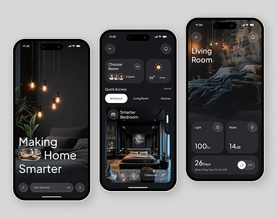 Smart Home Mobile App UI clean ui home automation home control app home management app home services app minimal design mobile ui design modern ui smart devices smart home app smart home ui smart living ui